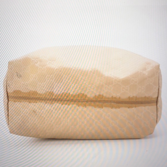 #0212 Gucci GG Beige Canvas & Baby Blue Leather Tote - Picture 5 of 11